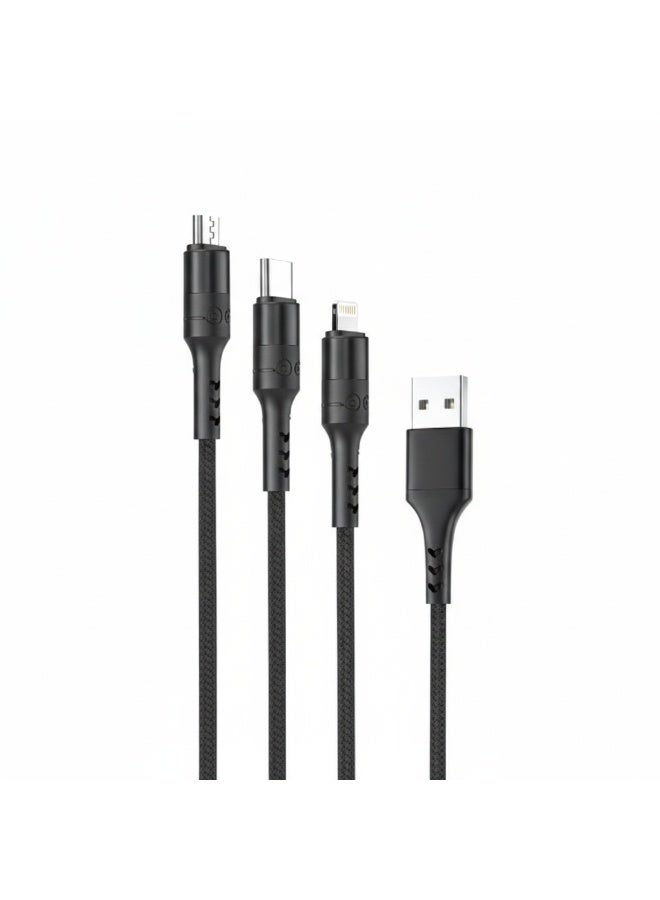 فين ديونز كابل شحن سريع ونقل بيانات 3 في 1 بقوة 2.5 أمبير، من USB إلى Type-C / Micro USB / Lightning للهواتف الذكية والأجهزة اللوحية وبنوك الطاقة - Image 2